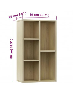 Libreria/Credenza Rovere Sonoma 50x25x80 cm Legno Multistrato
