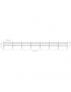 Recinzione Giardino con Punta a Lancia Acciaio 11,9x0,8 m Nera