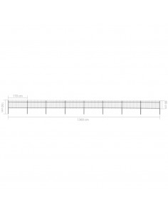 Recinzione Giardino con Punta a Lancia Acciaio 13,6x0,8m Nera