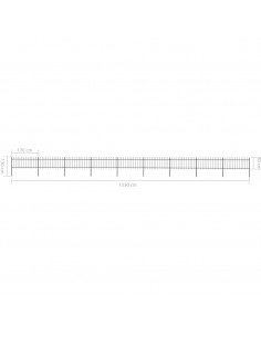 Recinzione Giardino con Punta a Lancia Acciaio 15,3x0,8m Nera