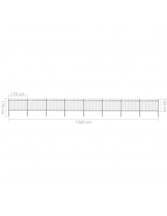 Recinzione Giardino con Punta a Lancia in Acciaio 13,6x1,2m Nera