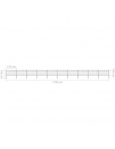 Recinzione Giardino con Punta a Lancia in Acciaio 17x1 m Nera