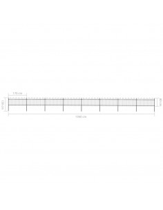 Recinzione Giardino con Punta Tonda in Acciaio 13,6x0,8m Nera