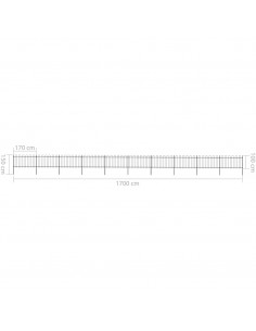 Recinzione Giardino con Punta Tonda in Acciaio 17x1 m Nera