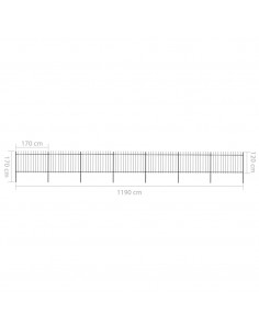 Recinzione Giardino Punta a Lancia in Acciaio 11,9x1,2 m Nera