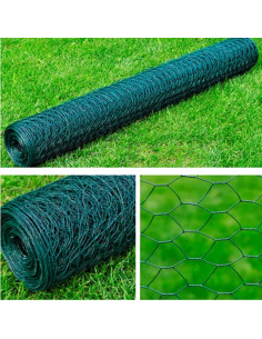 Recinzione in Rete Acciaio Zincato Esagonale 1x25 m Verde Scuro