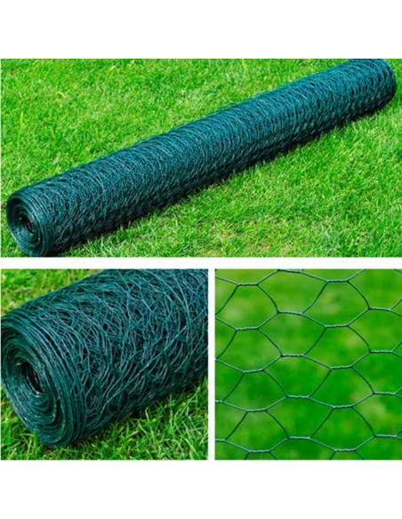 Recinzione in Rete Acciaio Zincato Esagonale 1x25 m Verde Scuro