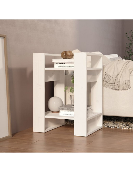Libreria/Divisorio Bianco 41x35x57 cm in Legno Massello di Pino