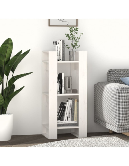 Libreria/Divisorio Bianco 41x35x91 cm in Legno Massello di Pino