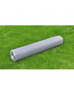 Recinzione in Rete in Acciaio Zincato Quadrata 1x25 m Argento