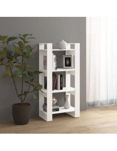 Libreria/Divisorio Bianco 60x35x125 cm Legno Massello