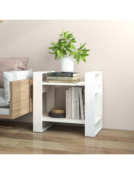 Libreria/Divisorio Bianco 60x35x57 cm in Legno Massello di Pino