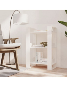 Libreria/Divisorio Bianco 60x35x91 cm in Legno Massello di Pino