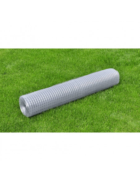 Recinzione in Rete per Pollaio Acciaio Zincato 25x1 m Argento