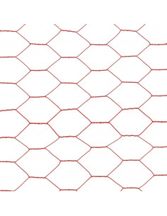Recinzione in Rete per Pollaio in Acciaio e PVC 25x1 m Rossa