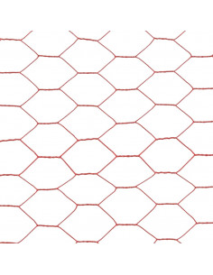 Recinzione in Rete per Pollaio in Acciaio e PVC 25x1 m Rossa