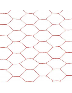 Recinzione in Rete per Pollaio in Acciaio e PVC 25x1 m Rossa
