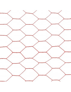 Recinzione in Rete per Pollaio in Acciaio e PVC 25x1,2 m Rossa