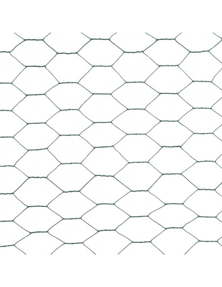 Recinzione in Rete per Pollaio in Acciaio e PVC 25x1,2 m Verde