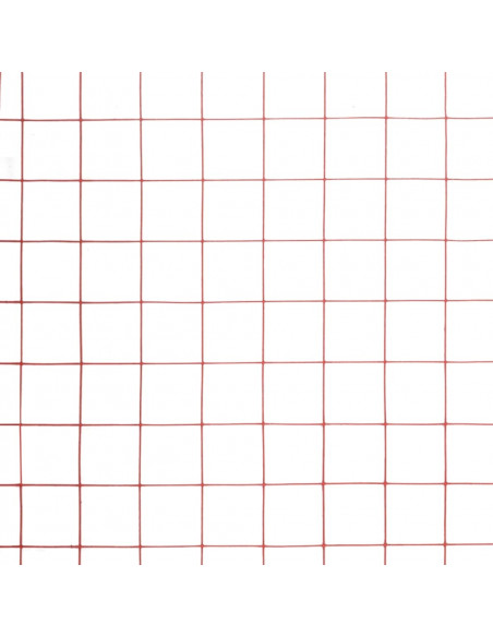 Recinzione in Rete per Pollaio in Acciaio e PVC 25x1,5 m Rossa