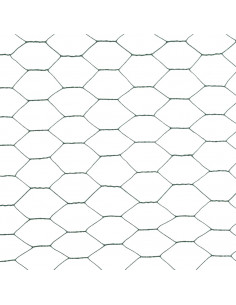 Recinzione in Rete per Pollaio in Acciaio e PVC 25x1,5 m Verde