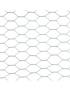 Recinzione in Rete per Pollaio in Acciaio e PVC 25x1,5 m Verde