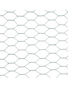 Recinzione in Rete per Pollaio in Acciaio e PVC 25x1,5 m Verde