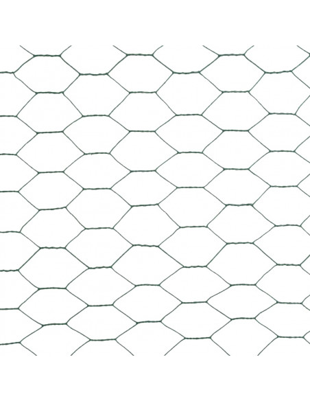 Recinzione in Rete per Pollaio in Acciaio e PVC 25x1,5 m Verde