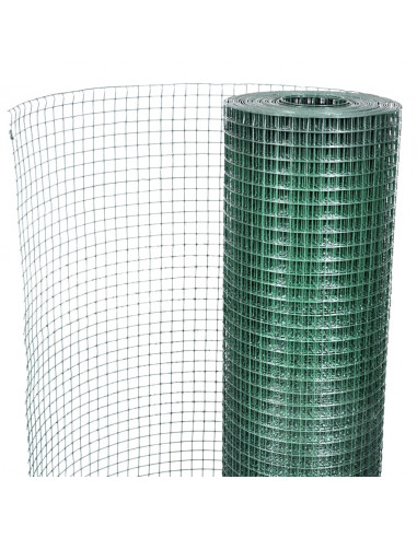 Recinzione in Rete per Pollaio Rivestita in PVC 10x1 m Verde