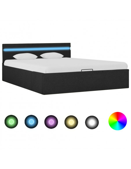 Giroletto con Contenitore e LED Grigio Scuro Tessuto 120x200 cm