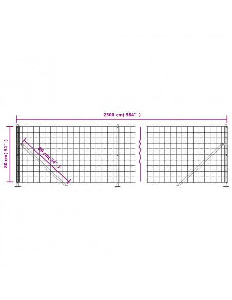 Recinzione Metallica con Flangia Antracite 0,8x25 m
