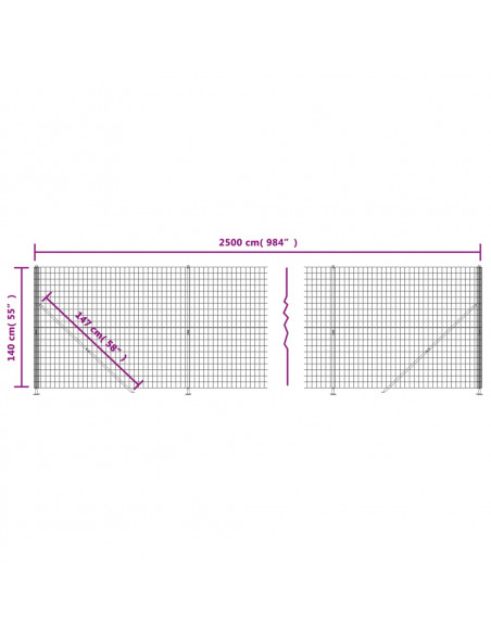 Recinzione Metallica con Flangia Antracite 1,4x25 m