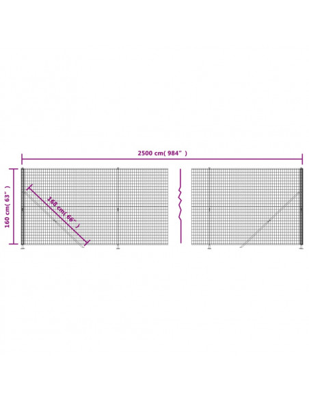Recinzione Metallica con Flangia Antracite 1,6x25 m