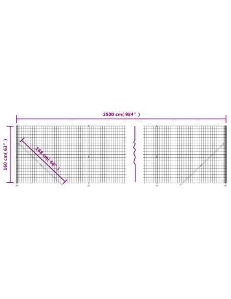 Recinzione Metallica con Flangia Antracite 1,6x25 m