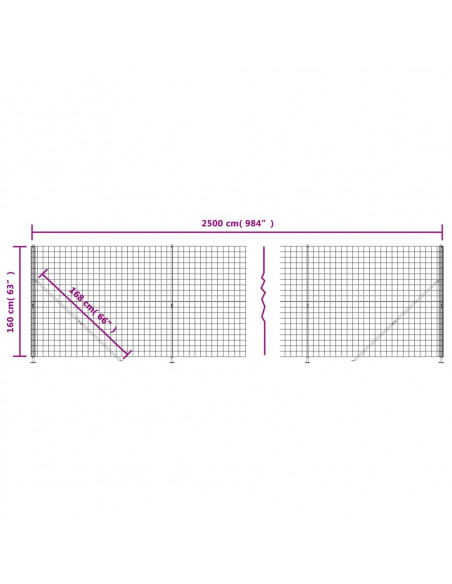 Recinzione Metallica con Flangia Antracite 1,6x25 m