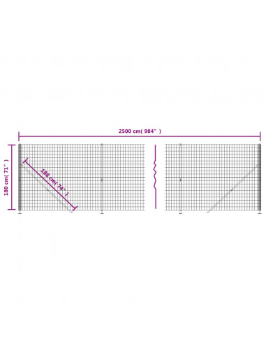 Recinzione Metallica con Flangia Antracite 1,8x25 m