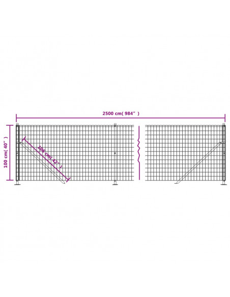 Recinzione Metallica con Flangia Antracite 1x25 m