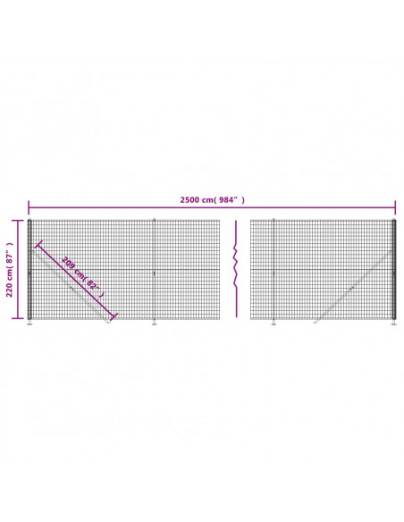 Recinzione Metallica con Flangia Antracite 2,2x25 m