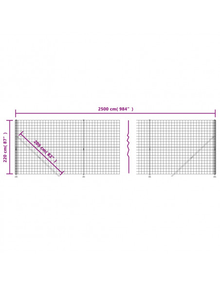 Recinzione Metallica con Flangia Antracite 2,2x25 m