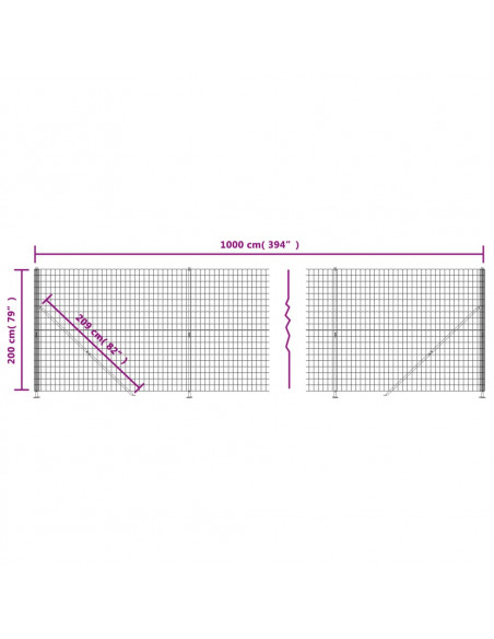 Recinzione Metallica con Flangia Antracite 2x10 m