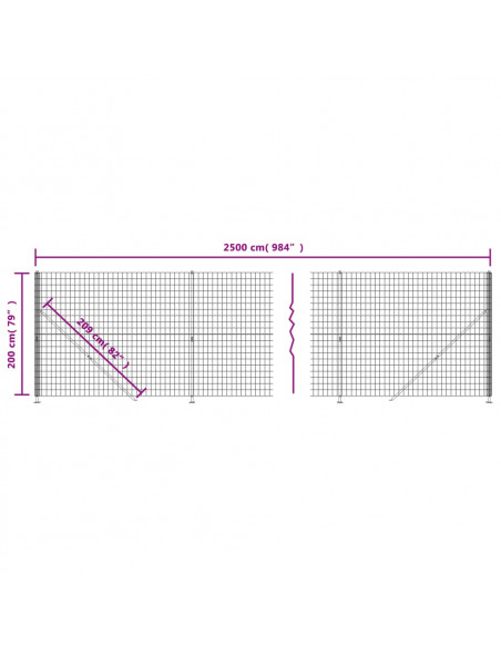 Recinzione Metallica con Flangia Antracite 2x25 m