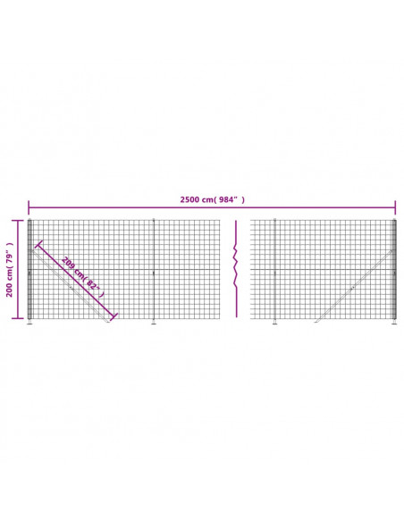 Recinzione Metallica con Flangia Antracite 2x25 m