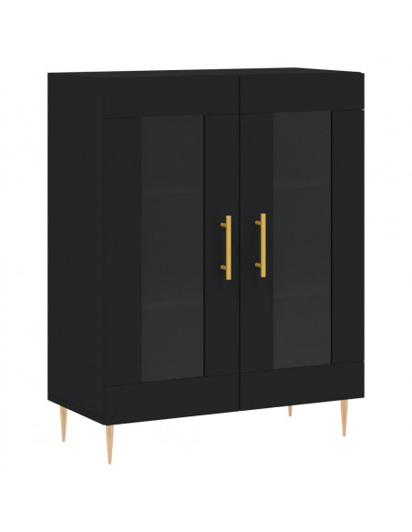 Credenza Nera 69,5x34x180 cm in Legno Multistrato