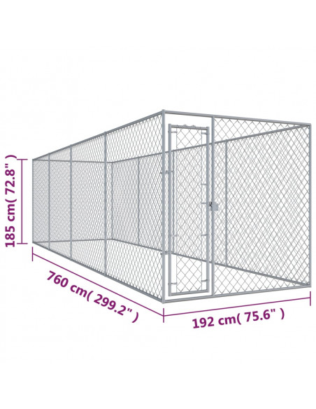 Recinzione per Cani da Esterno 760x192x185 cm