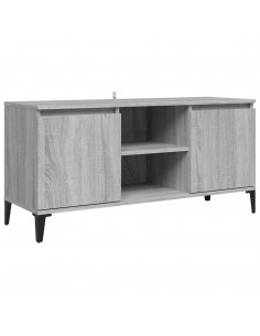 Mobile TV con Gambe in Metallo Grigio Sonoma 103,5x35x50 cm 2