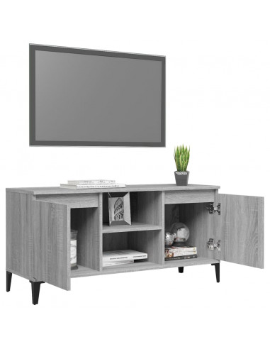 Mobile TV con Gambe in Metallo Grigio Sonoma 103,5x35x50 cm
