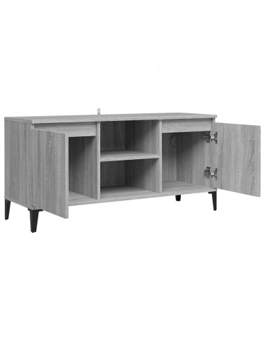 Mobile TV con Gambe in Metallo Grigio Sonoma 103,5x35x50 cm