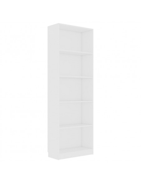 Libreria a 5 Ripiani Bianca 60x24x175 cm in Legno Multistrato