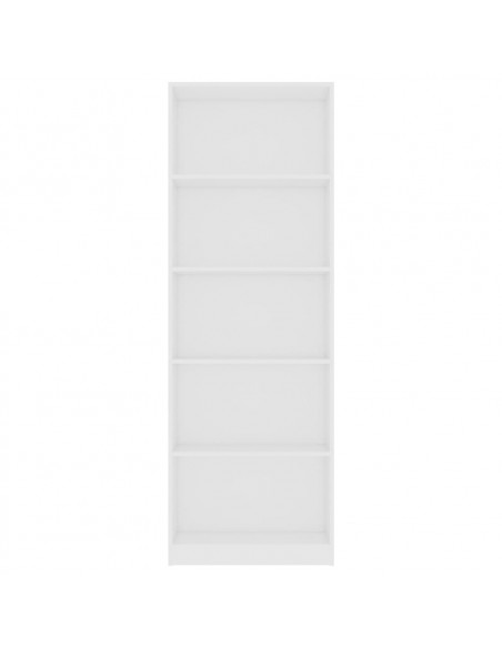 Libreria a 5 Ripiani Bianca 60x24x175 cm in Legno Multistrato