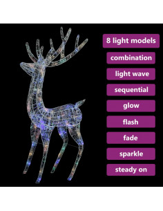 Renne di Natale XXL in Acrilico 250 LED 2 pz 180 cm Colorata